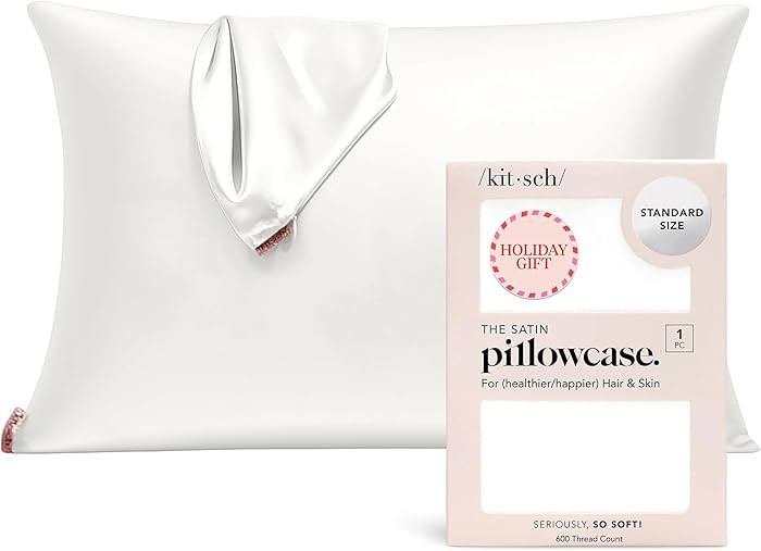 Kitsch Satin Pillowcase with Zipper for Hair & Skin, Softer Than Silk Pillow Cases Standard Size,... | Amazon (US)
