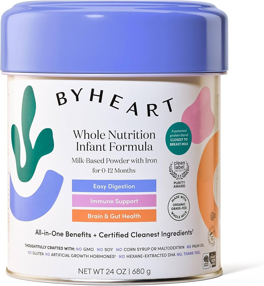 ByHeart Whole Nutrition Infant Formula Powder for Infants 0-12 Months, Made With Organic Grass-Fed Whole Milk, Clean Label Project Certified, Closest-to-Breast Milk Baby Formula Patented Protein Blend (24 Ounce (Pack of 1)) | Amazon (US)
