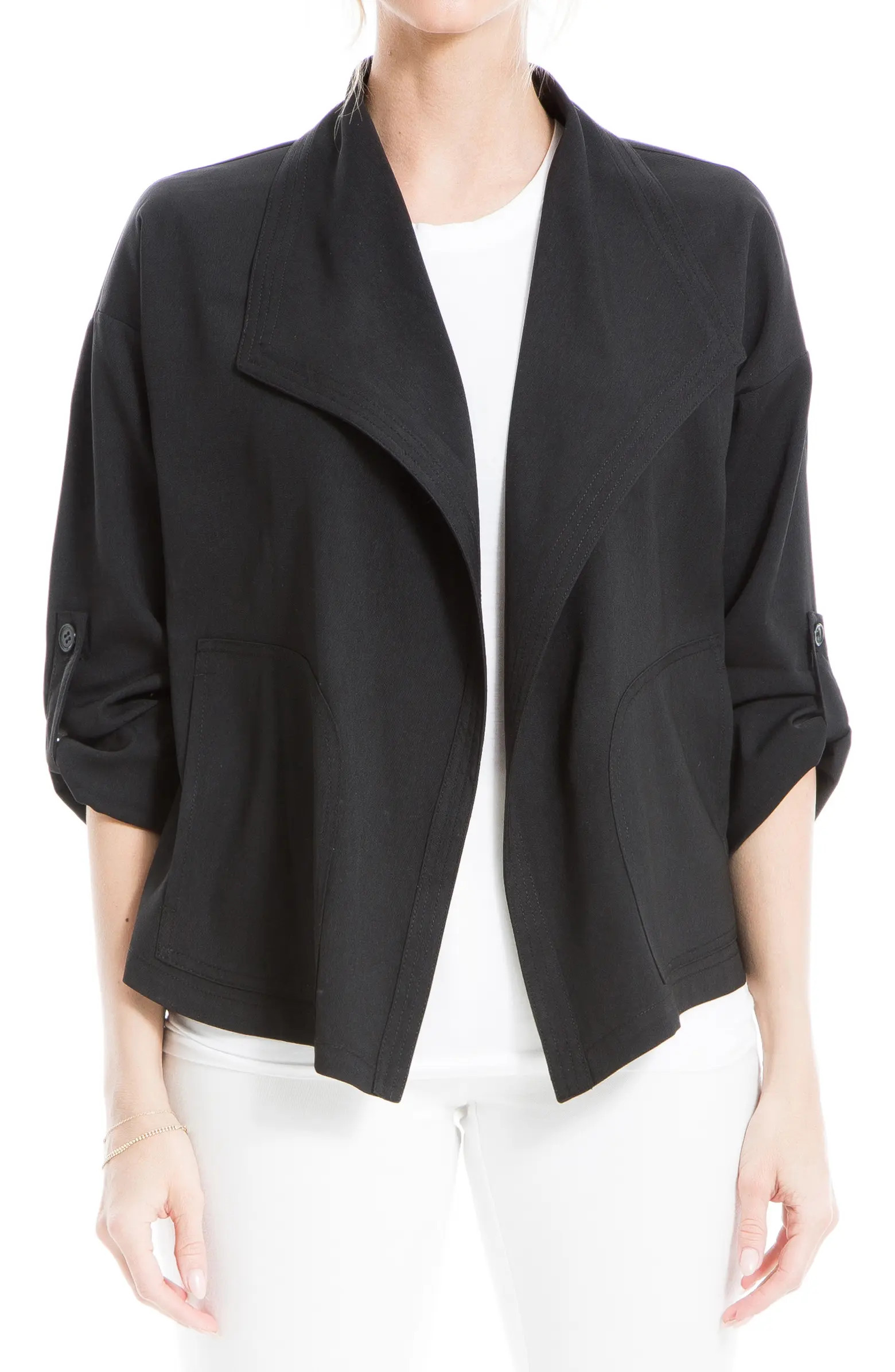 MAX STUDIO Twill Drape Front Short Jacket | Nordstromrack | Nordstrom Rack