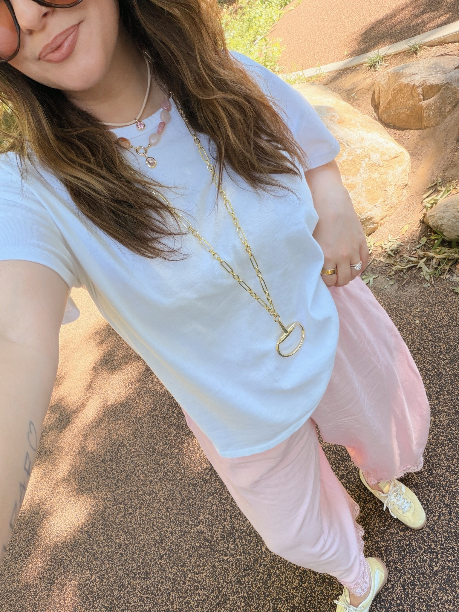 Wearing a large in the tee and an XL in the pants

#LTKootd #LTKmomlife #LTKMidsize