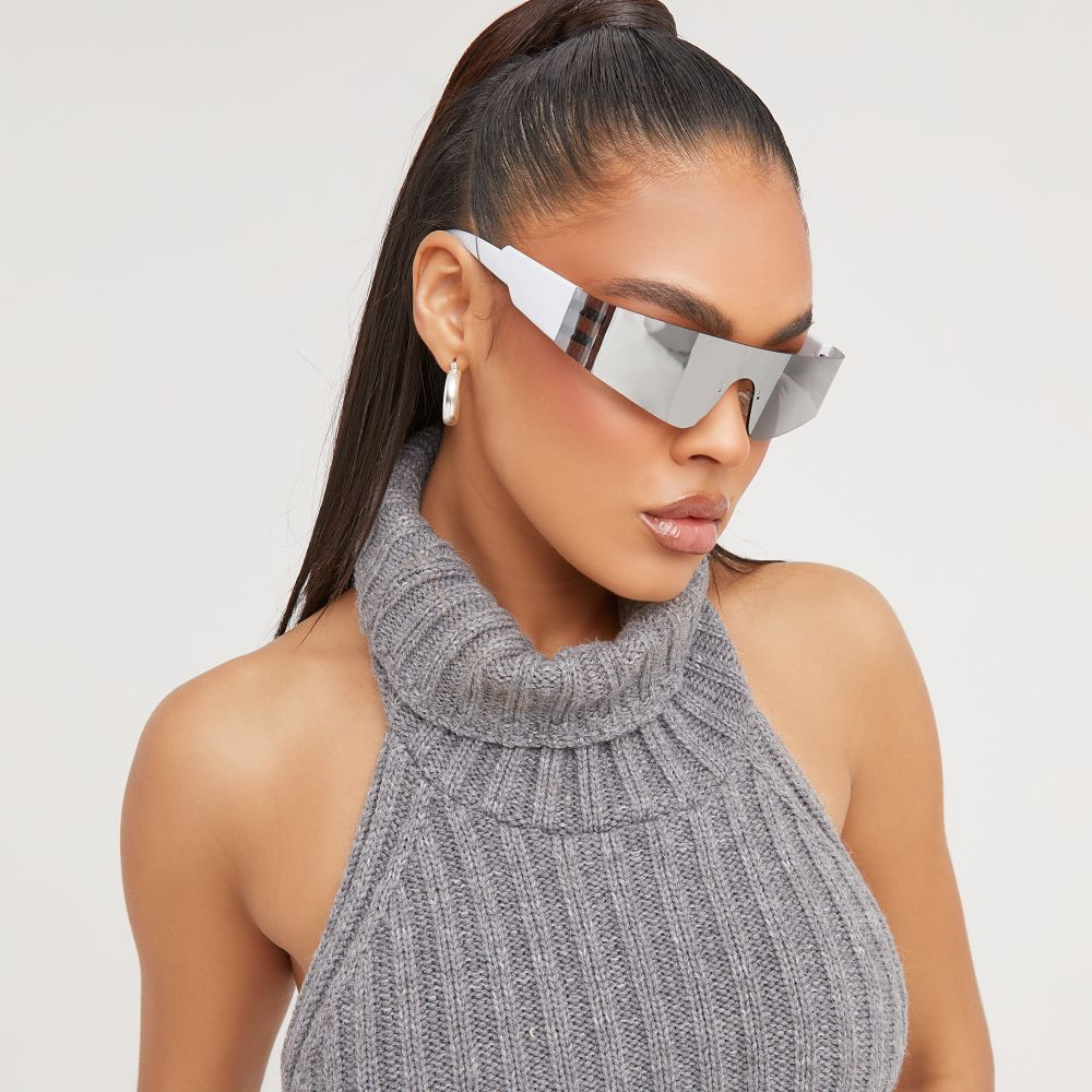 Frameless Sporty Sunglasses In Silver | EGO Shoes (US & Canada)