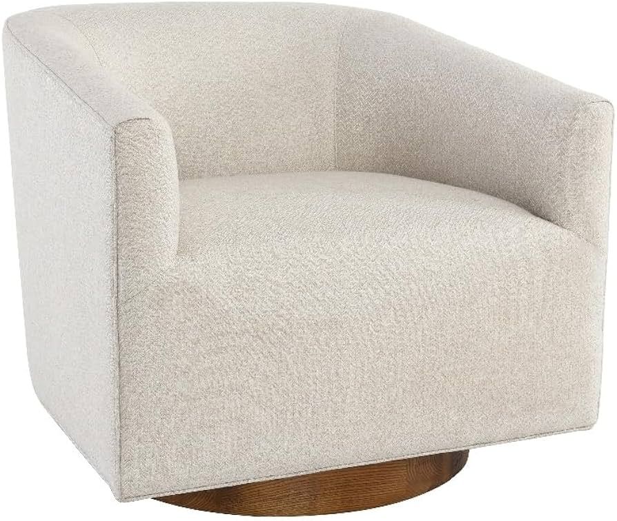 Kosas Home Leonard Polyester Fabric Swivel Accent Chair in Beige/Walnut | Amazon (US)