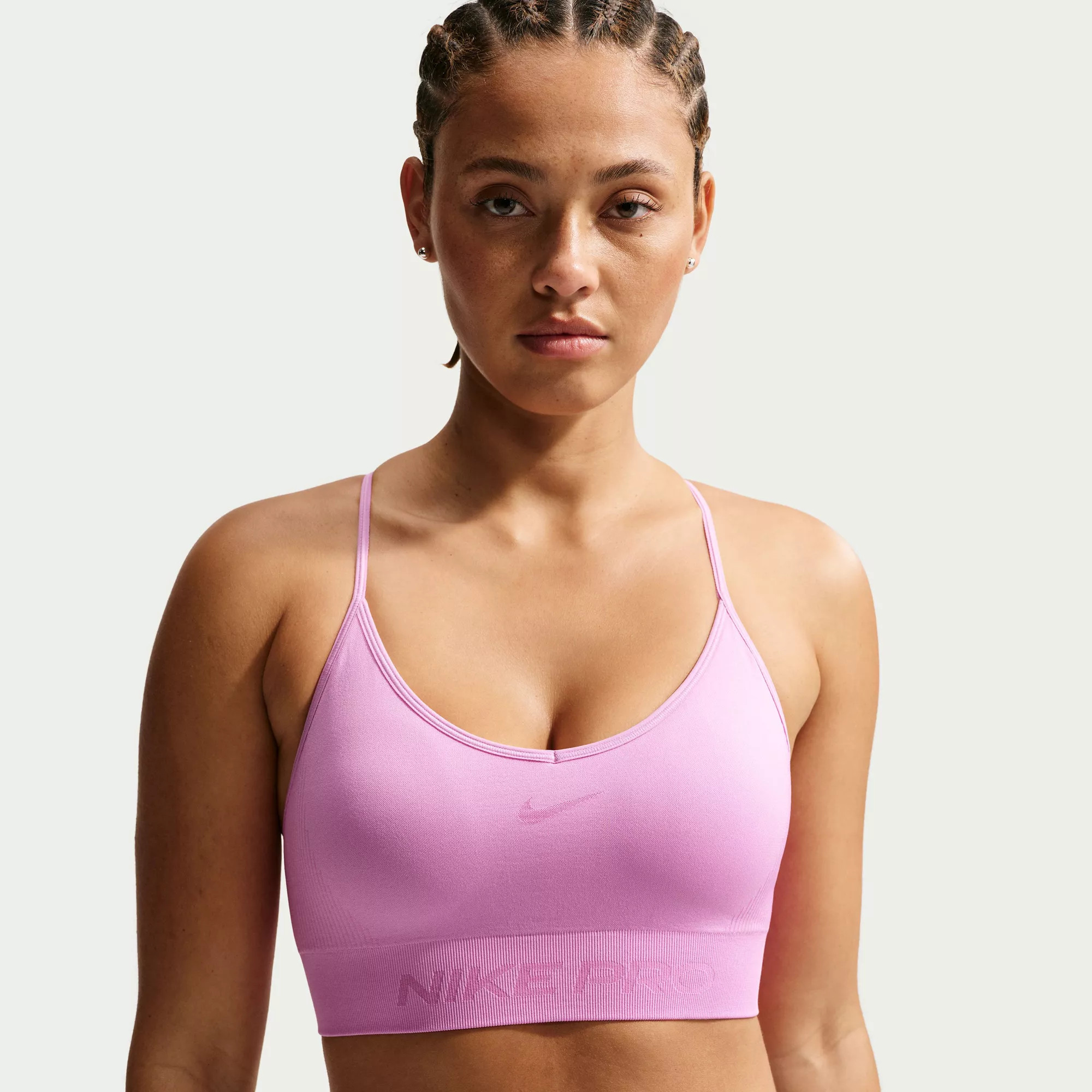 Nike Women's Pro Seamless Light-Support Padded Sports Bra, Medium, Light Magenta | DICK'S Sporting Goods