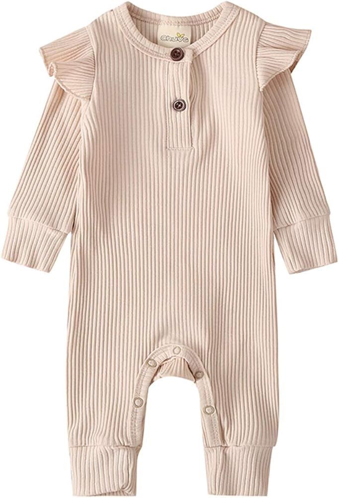 Newborn Infant Unisex Baby Boy Girl Button Solid Romper Bodysuit One Piece Jumpsuit Outfits Cloth... | Amazon (US)