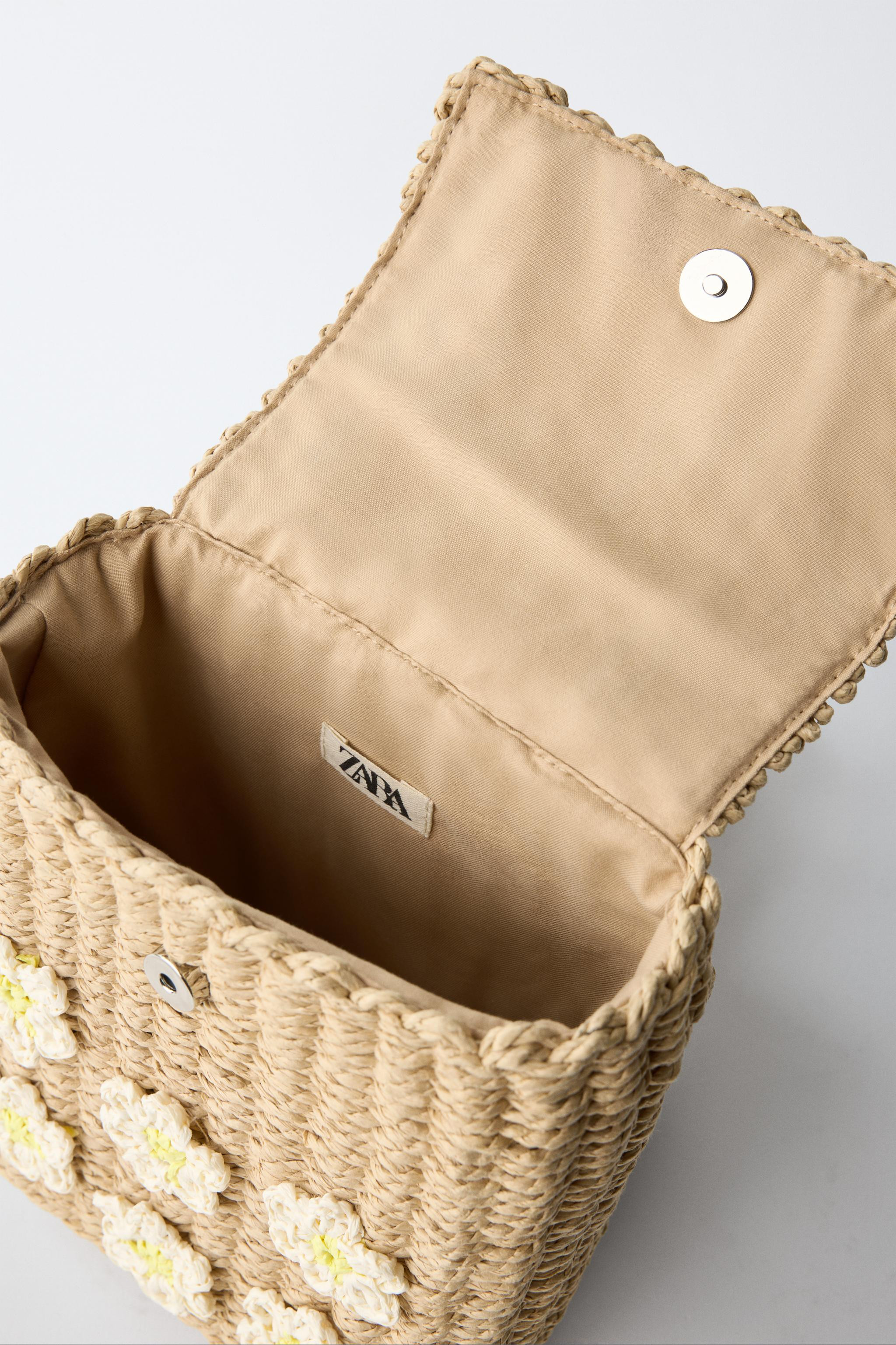 RAFFIA EFFECT FLORAL BACKPACK | Zara UK