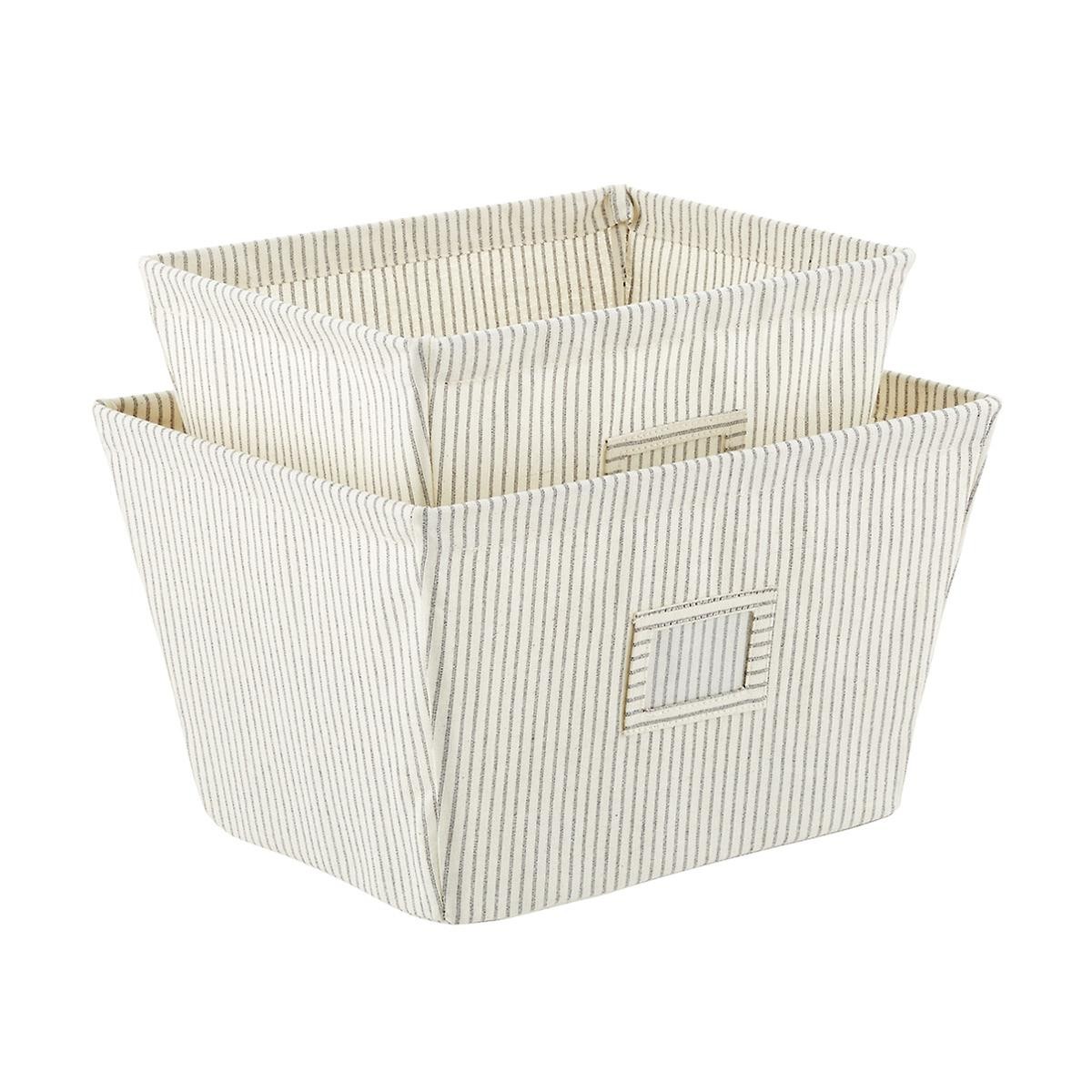 Farmhouse Open Canvas Storage Bins with Labels | The Container Store