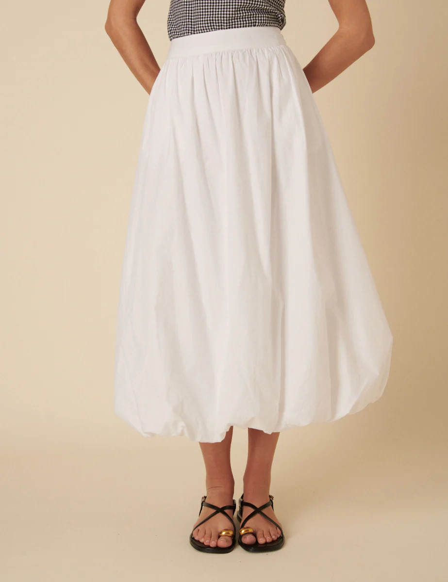 White Bubble Hem Midi Skirt | Nobody's Child