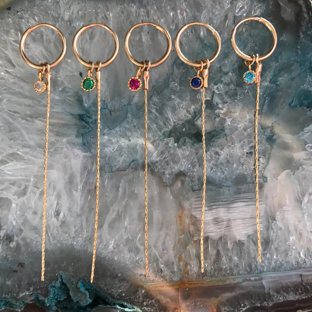 Gold Hoop Earrings Gold Chain Hoop Gold Hoop Earrings With Charm Gold Filled Hoop With Snake Chai... | Etsy (US)