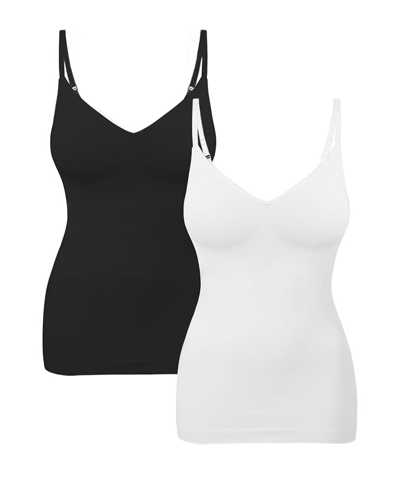EUYZOU Womens Tummy Control Shapewear Tank Tops Seamless V-Neck Compression Tank Tops Body Shaper... | Amazon (US)
