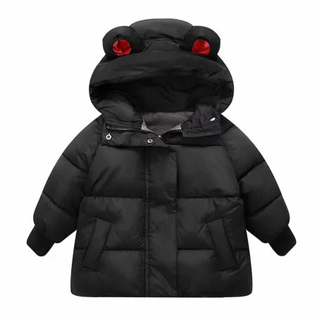 Toddler Baby Girl Boy Winter Coats Hooded Puffer Down Jacket Cute Ears Hoodie Parka Coat Long Sleeve Zipper Lightweight Windproof Outwear | Walmart (US)
