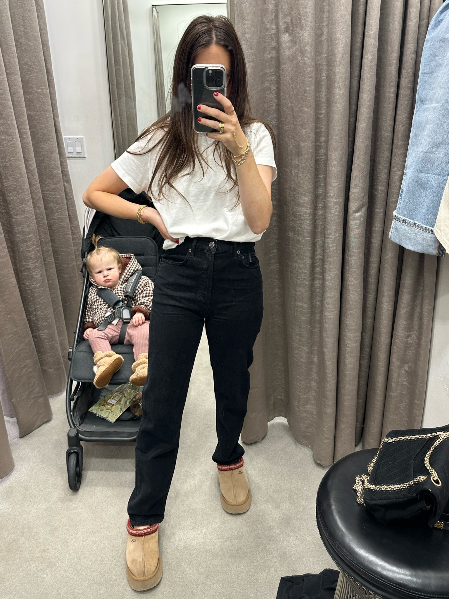Black straight leg jeans #agolde