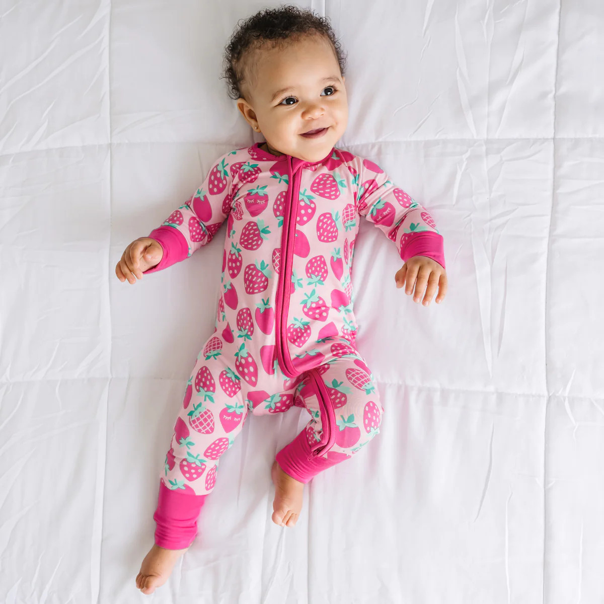 Sweet Strawberries Bamboo Viscose Zippy | Little Sleepies