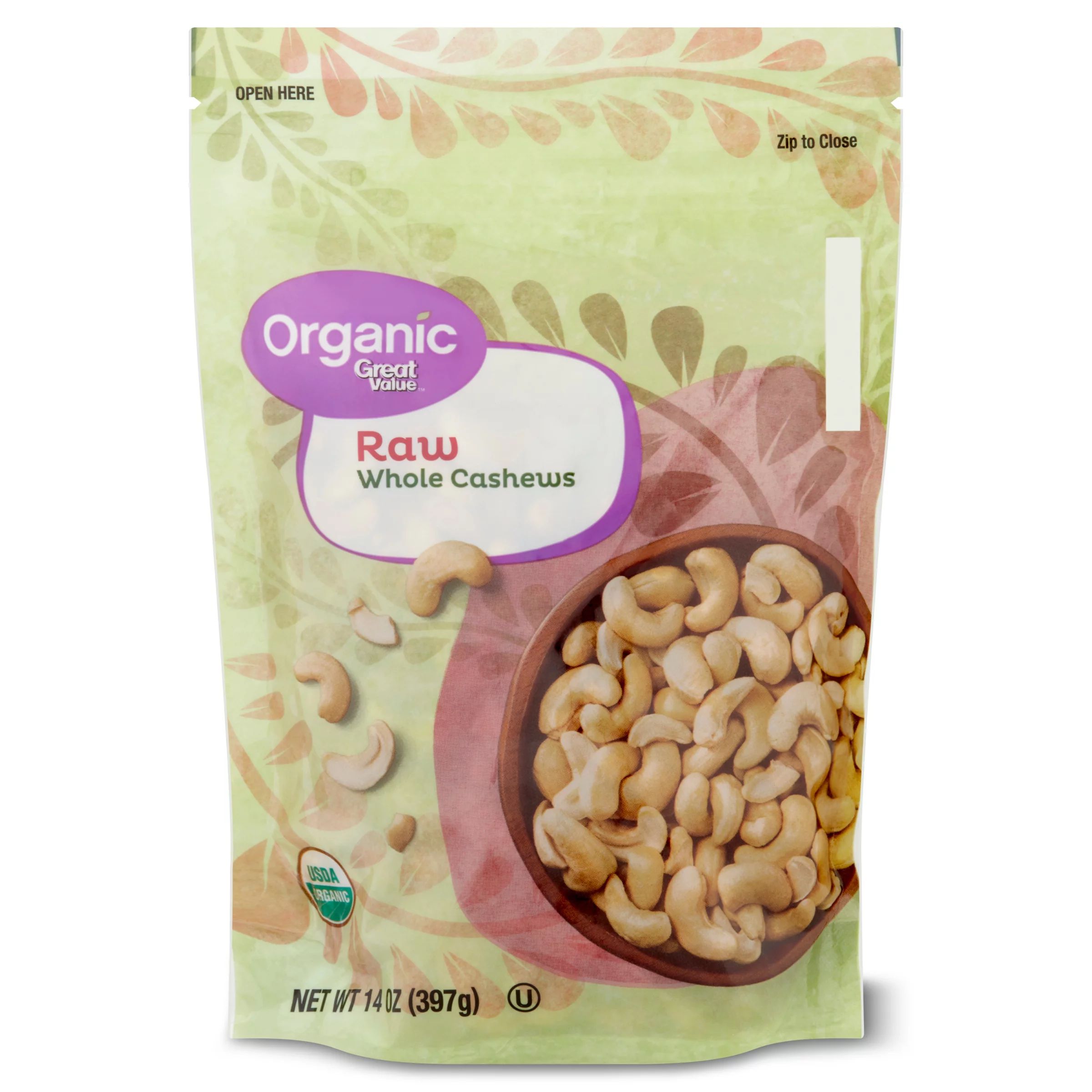 Great Value Organic Raw Whole Cashews, 14 oz - Walmart.com | Walmart (US)