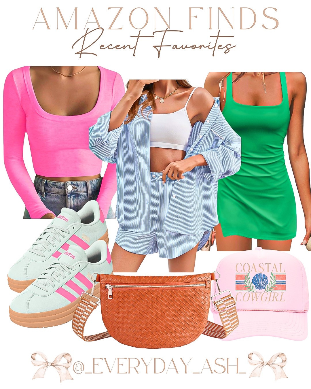 Amazon Finds 🩷💚

Pink long sleeve cropped shirt, blue two piece set, green active dress, casual sneakers, belt bag, trucker hat 

#LTKStyleTip #LTKFindsUnder50 #LTKTravel