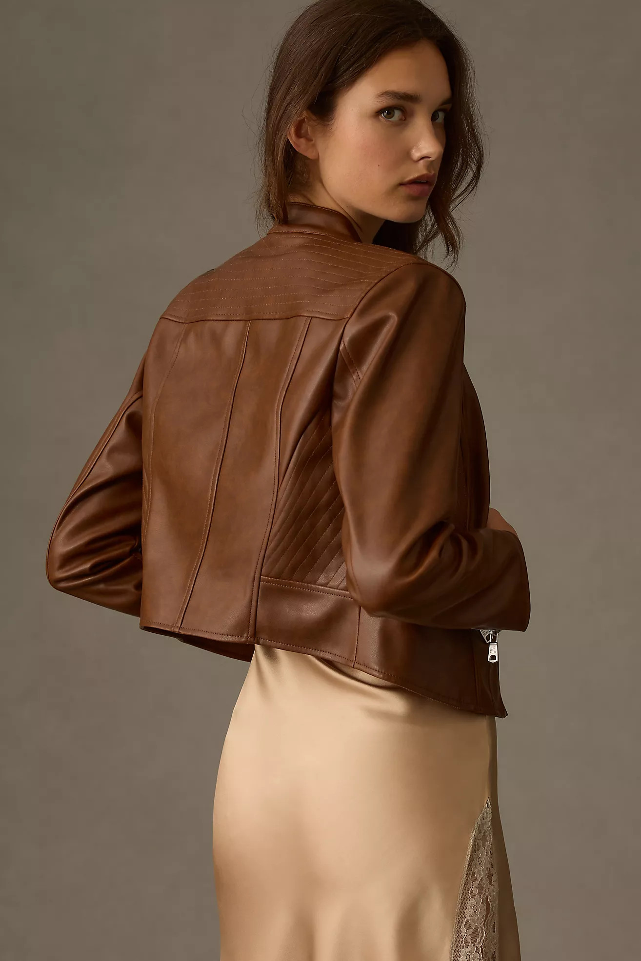 Avec Les Filles Faux Leather Corset Cropped Moto Jacket | Anthropologie (US)
