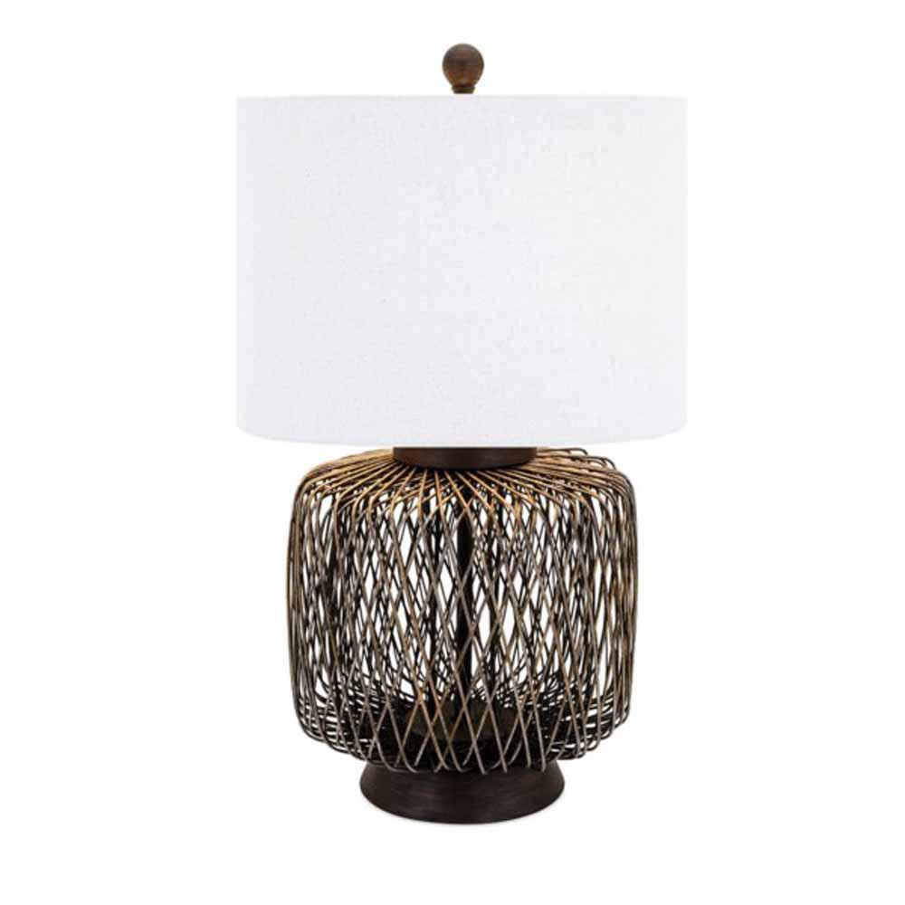 IMAX Bronze 28 in. H Bamboo Woven Table Lamp | The Home Depot