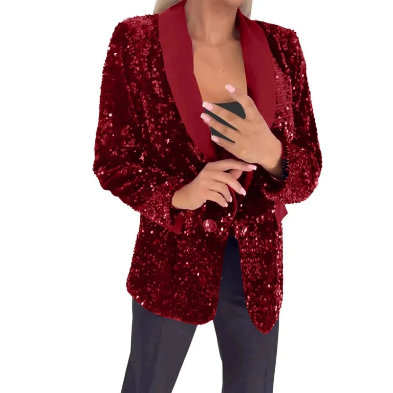 sususu Womens Blazers Casual,Black Jacket Women,Elegant Sequin Lapel for Modern and Evening Wear ... | Walmart (US)