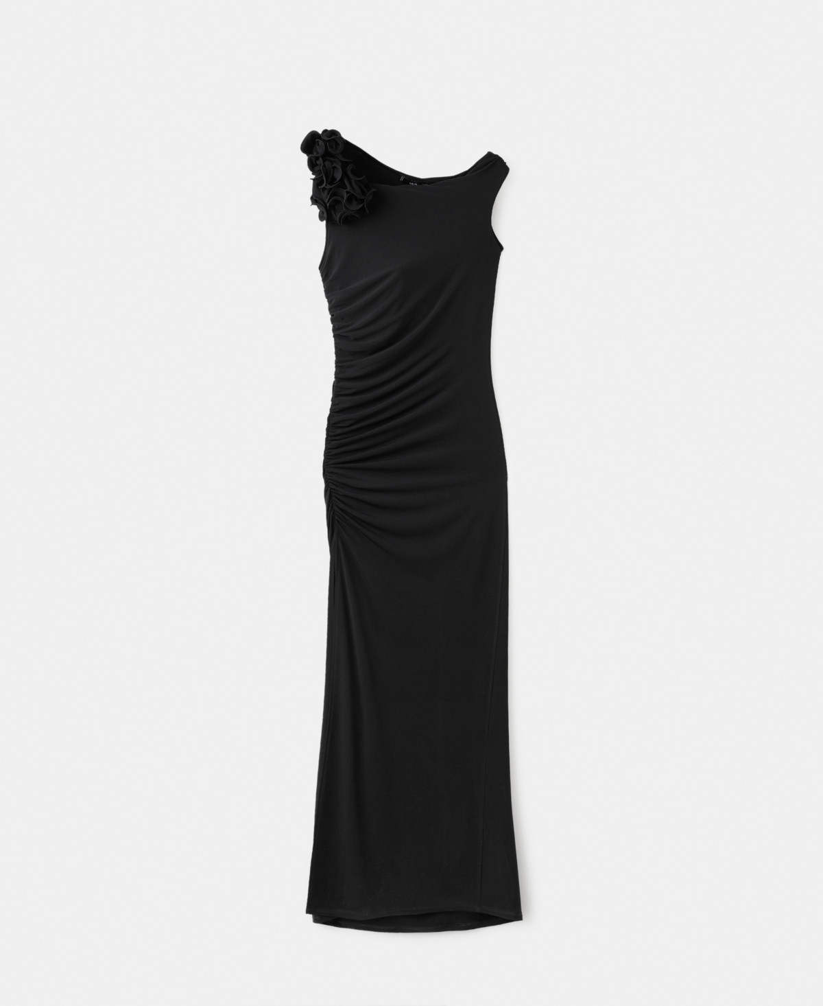 Mango Women's Ruffle Accents Ruched Dress - Black | Macy's