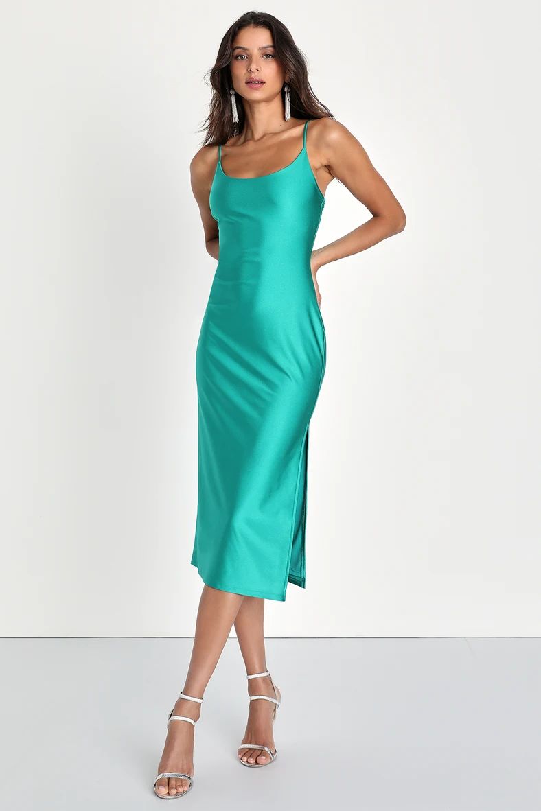 Signature Beauty Teal Green Sleeveless Midi Bodycon Dress | Lulus