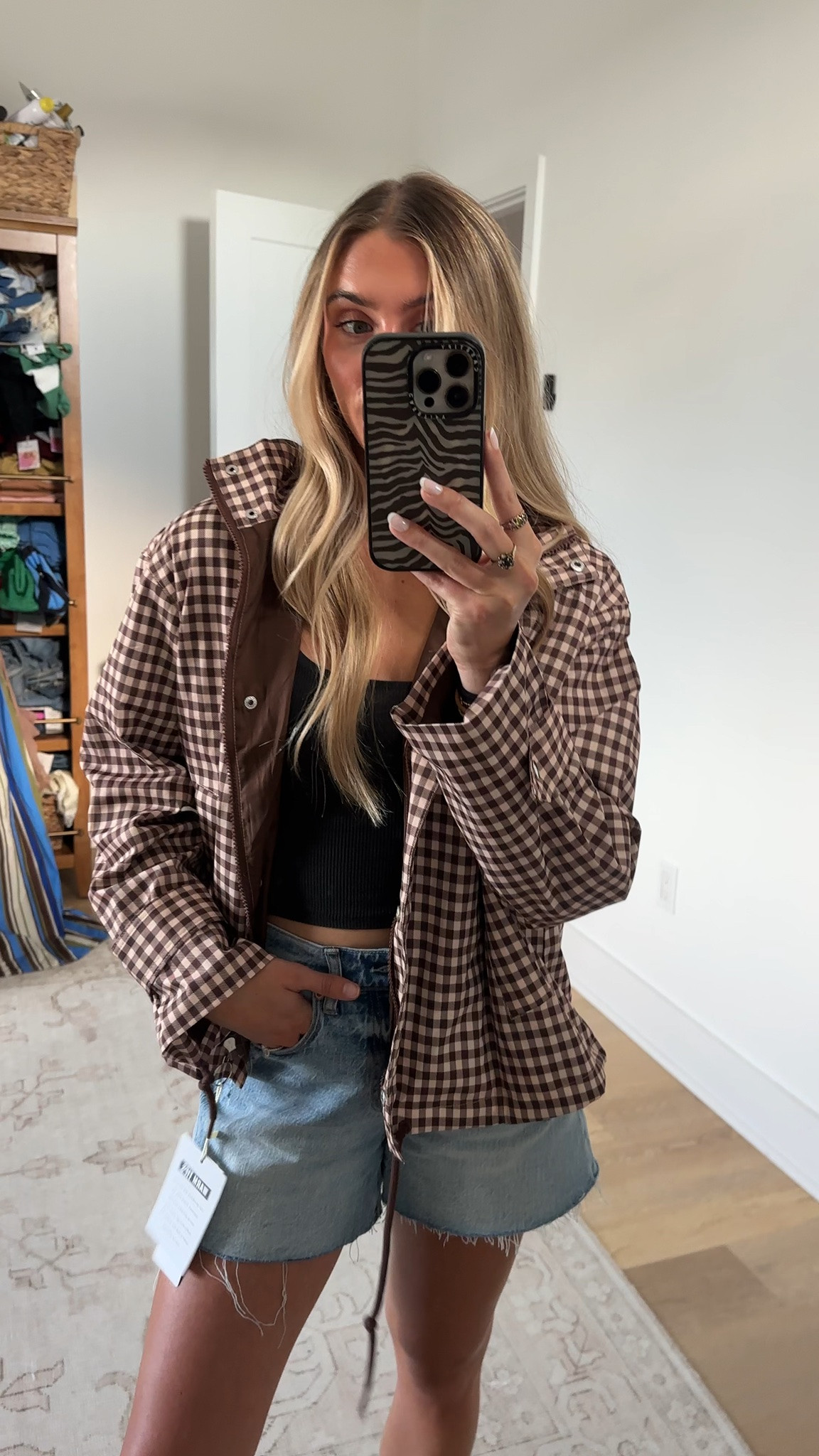 Amazon size small Esmeling Women Gingham Zipper Bomber Jacket Stand Collar Long Sleeve Jacket Cropped Outwear with Pockets

#LTKootd #LTKSeasonal #LTKSaleAlert