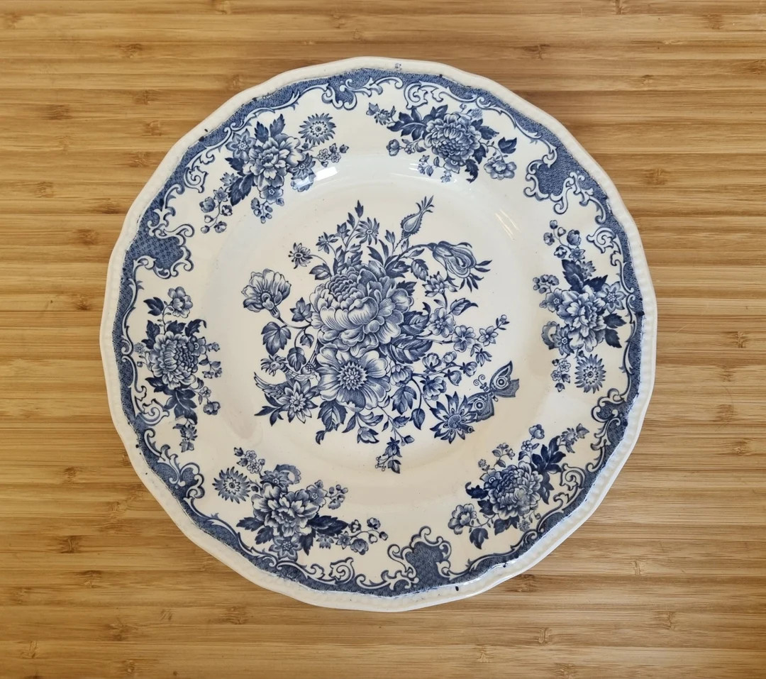 Kensington Ironstone Plate | Vintage Blue White Floral Design | English Balmoral Pattern 25cm | C... | Etsy (US)