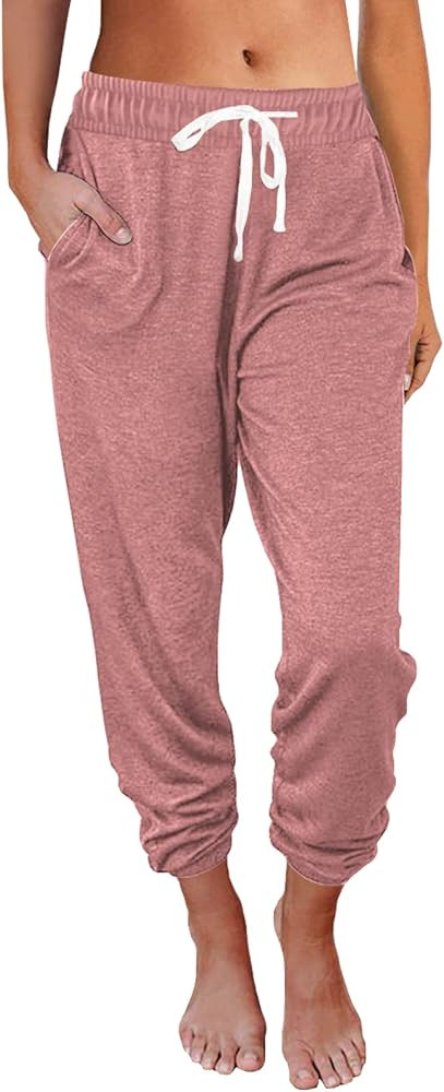 AUTOMET Women's Cinch Bottom Sweatpants Athletic Joggers Lounge Pants with Pockets | Amazon (US)