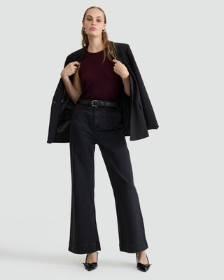 F&F Cotton Rich Patch Pocket Flared Jeans in Black | Tesco F&F