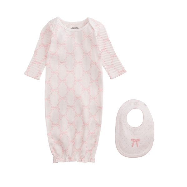 Bow Print Sleeper Gown Set | Mud Pie