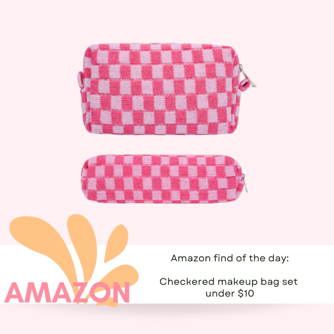 Pink checkered makeup bags for under $10! Amazon find - affordable makeup beauty find - makeup bag - travel bag - similar look 

#LTKtravel #LTKitbag #LTKbeauty
