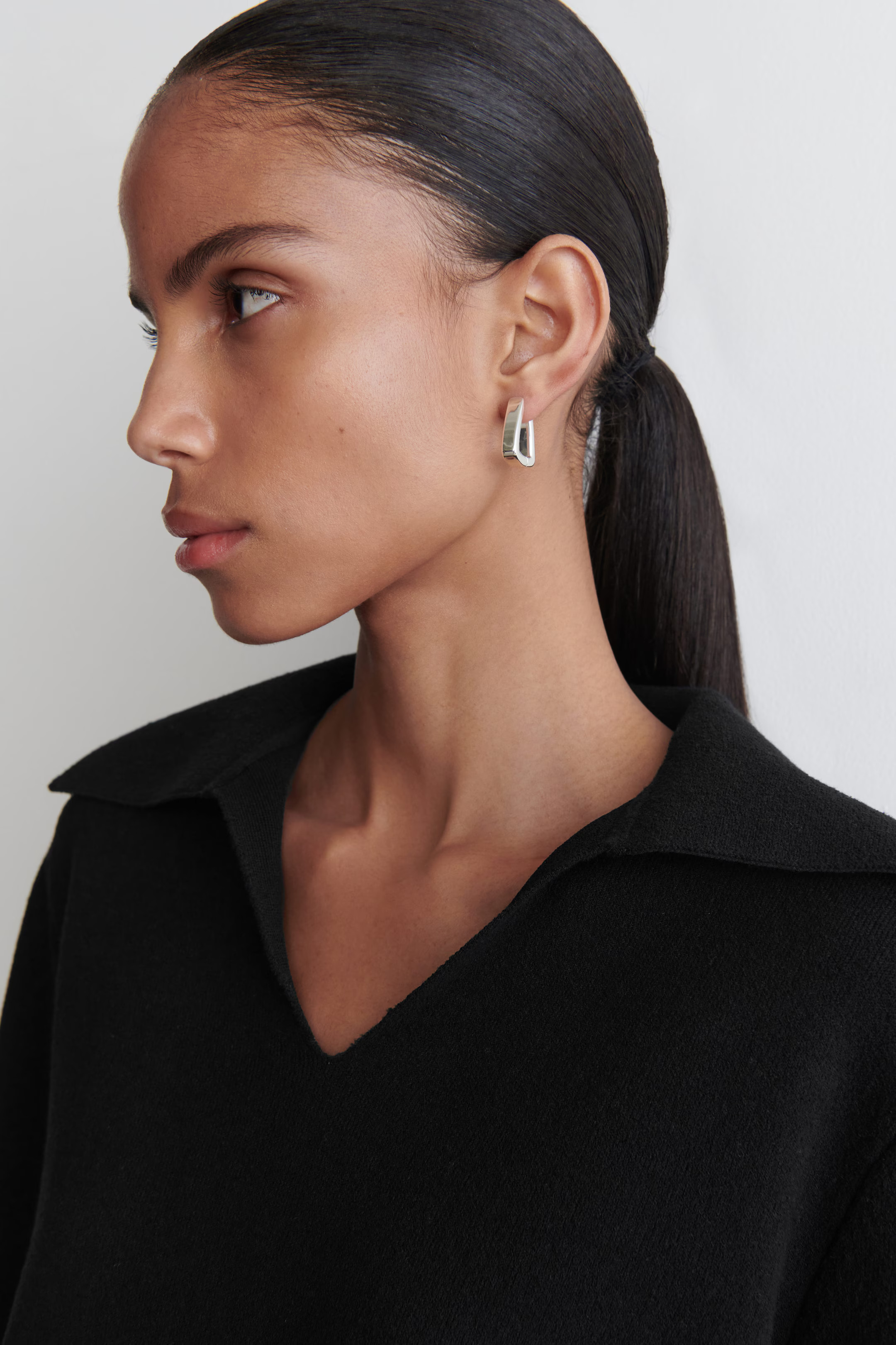 DOUBLE-KNIT OPEN-COLLAR JUMPER - BLACK | COS GB | COS UK