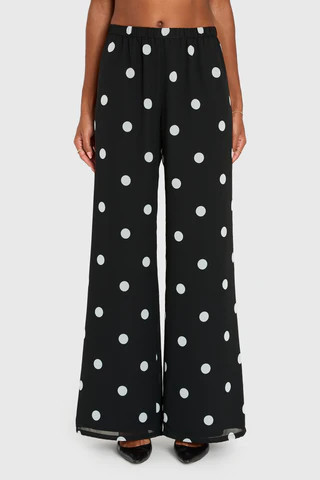 Amanda Uprichard Mariko Pants in Polka Dot in Black Ivory - Size XS | Amanda Uprichard
