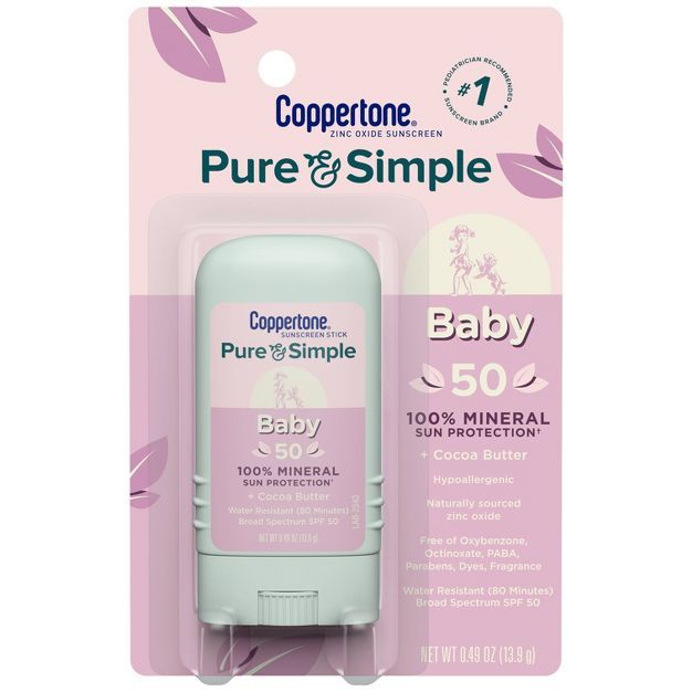 Coppertone Pure and Simple Baby Sunscreen Stick - SPF 50 - 0.49oz | Target