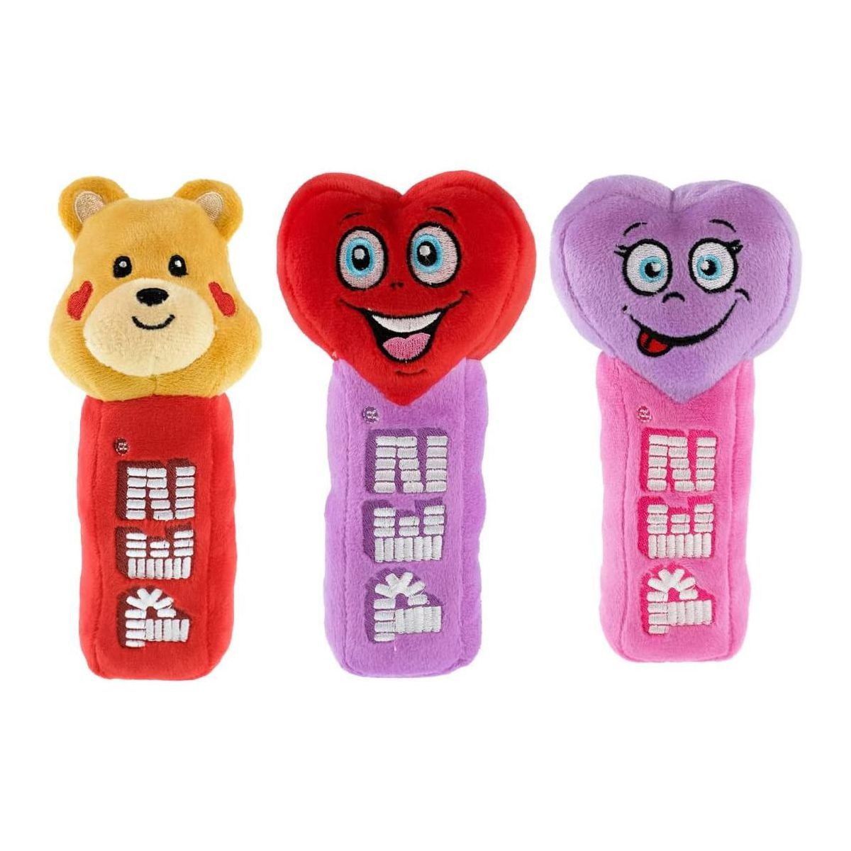 Wondapop Pez Valentine's Day Plush Set with Teddy Bear, Red Heart and Purple Heart Plush Dispense... | Target