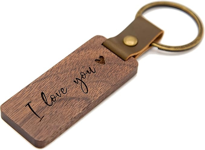 Keychain - Engraved Wooden Keychain Key Chain Birthday Gift, 5th Year Wedding Anniv Ideas | Amazon (US)