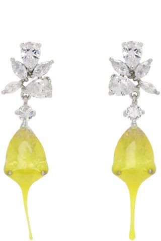 SSENSE Exclusive Silver & Yellow Flower Dip Earrings | SSENSE