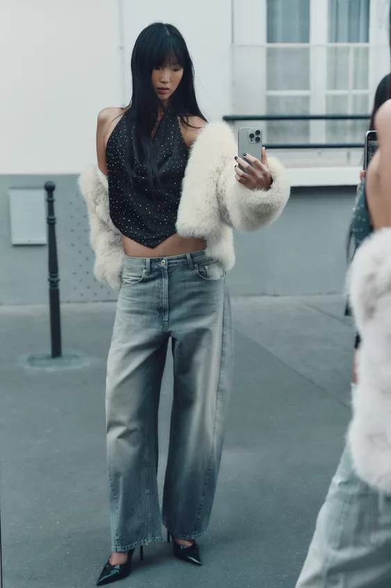 RHINESTONE SATIN EFFECT HALTER TOP | Zara US