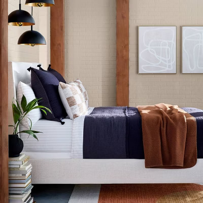 Lumbar Modern Woven Plaid Decorative Throw Pillow Black/Off-White - Threshold™ | Target