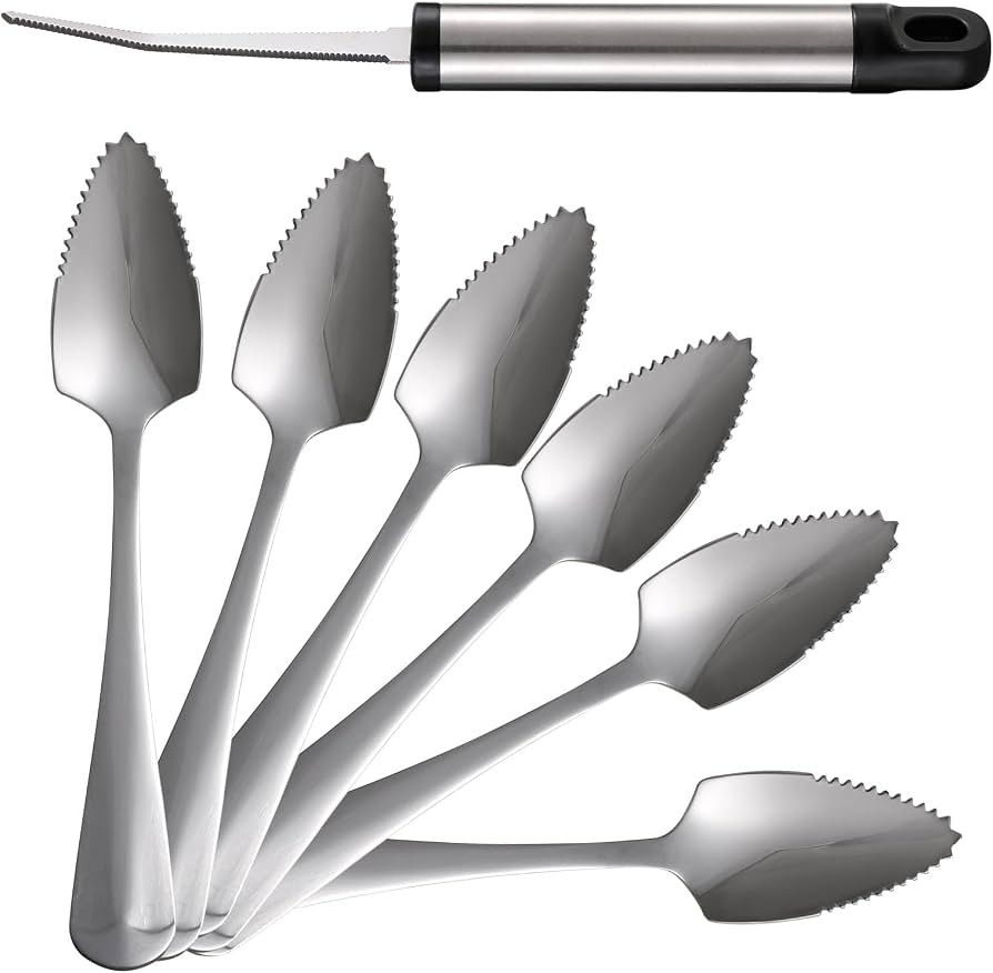 Grapefruit Spoons 6 Pcs and Grapefruit Knife 1 Pcs Set, Stainless Steel Grapefruit Utensils Tools... | Amazon (CA)