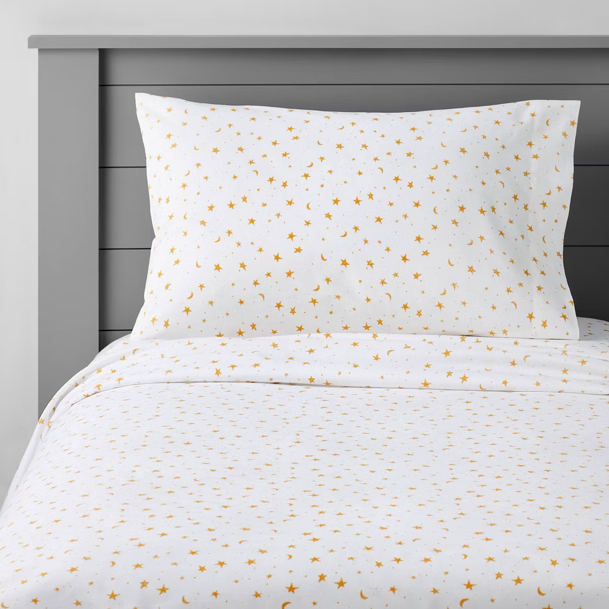 Full Stars Cotton Kids' Sheet Set Yellow/White - Pillowfort™: Full Size, 220 Thread Count, OEKO... | Target