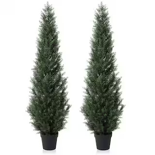 DR.Planzen 5 ft. Artificial Indoor/Outdoor Topiary Cedar Tree, Faux UV Resistant Potted Plants Se... | The Home Depot