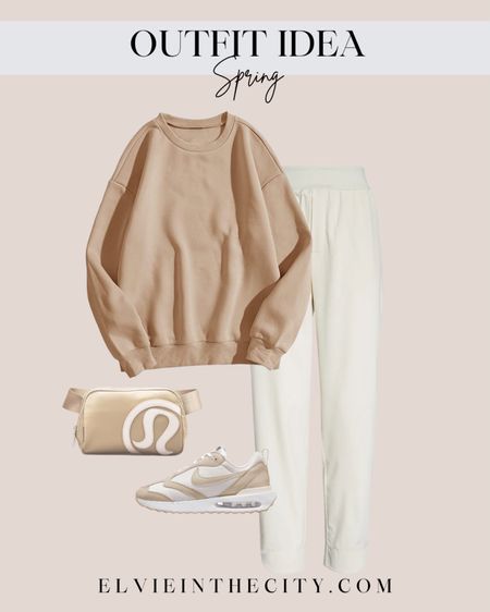 Outfit idea - Spring

Neutral look - athleisure  - sweats - belt bag - crew neck - lululemon - sneakers - Nike 

#LTKunder100 #LTKstyletip #LTKunder50