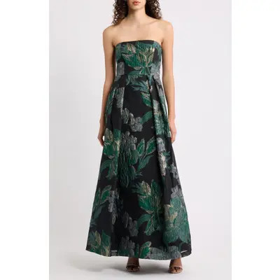 Strapless Metallic Jacquard A-Line Gown | Nordstrom