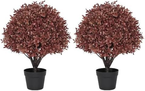 24" Artificial Boxwood Ball Plants Outdoor, Fall Topiary Trees | Amazon (US)