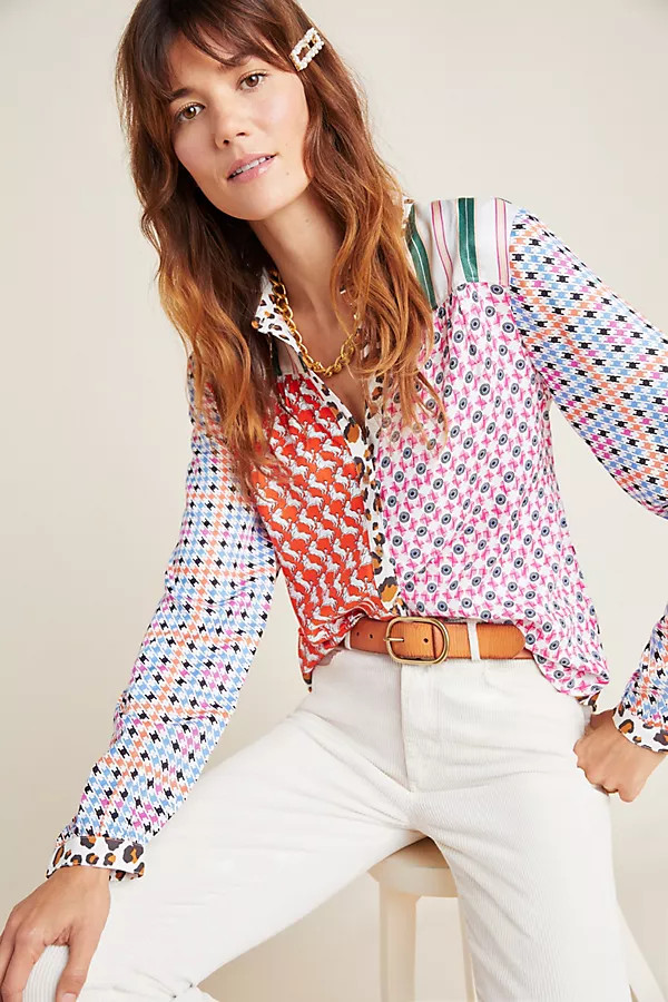 Bernadette Mixed Print Blouse | Anthropologie (US)