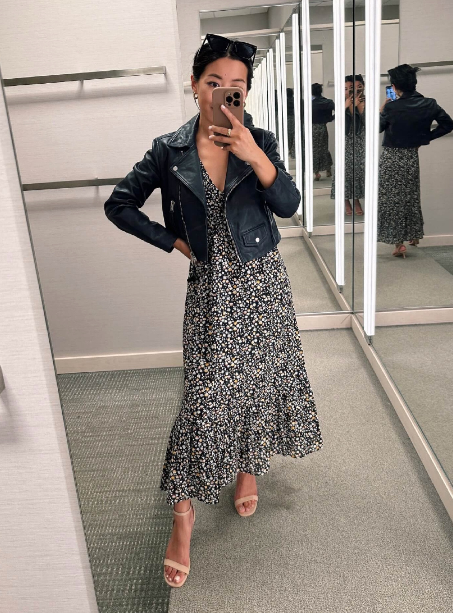 This very petite friendly Allsaints cropped leather jacket is back in a new color for Nsale. 

High quality, soft leather and one of the most petite friendly cuts.

Allsaints Dalby styles tend to run smaller. I’m trying on a 2 here and a 0 would me fit perfectly 

Also linked their regular length Dalby which I own and love (runs small so 0 fits me best now)

Was trying on a Rails midi dress here that is no longer available. The moon river strappy dress linked is really cute in a similar color scheme, petite friendly  with adjustable straps 

#LTKxNSale 

#LTKsalealert