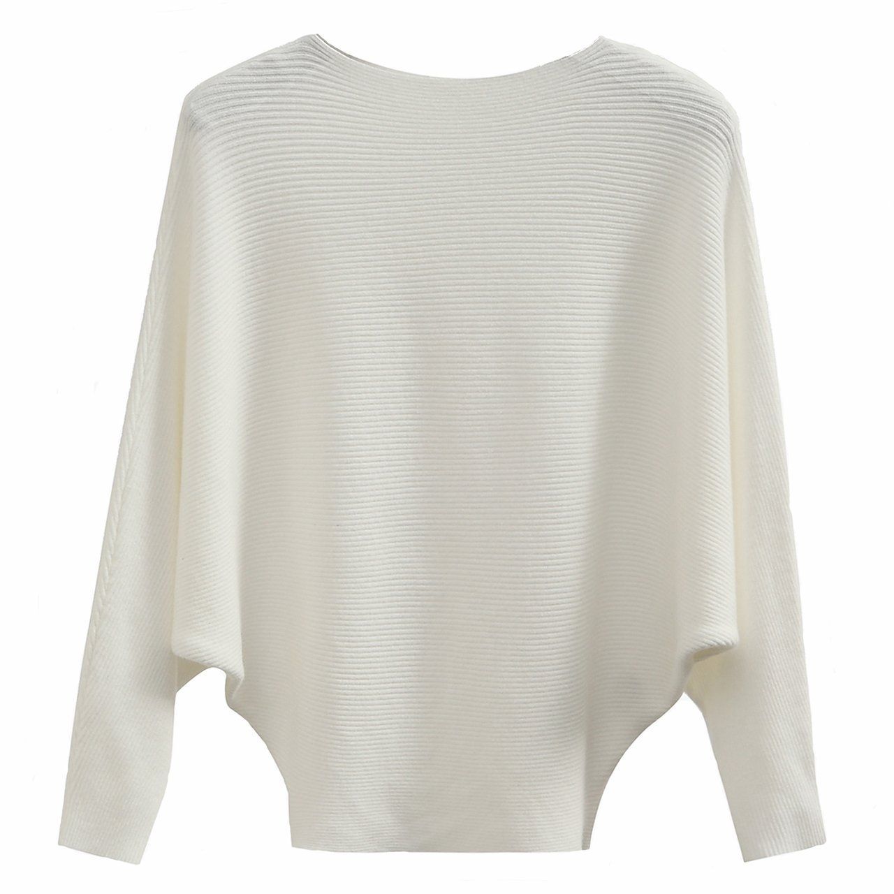 Boat Neck Batwing Sleeves Dolman Knitted Sweaters and Pullovers Tops for Women | Amazon (US)