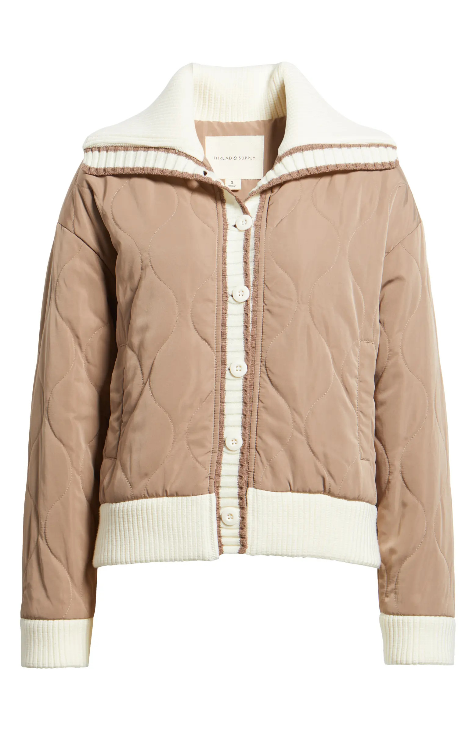 Knit Collar Quilted Jacket | Nordstrom