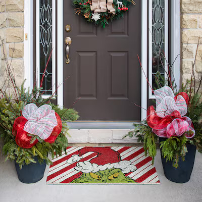 Grinch 20-in x 34-in Multiple colors/finishes Coir Non-Slip Grip Indoor or outdoor Winter Door Ma... | Lowe's