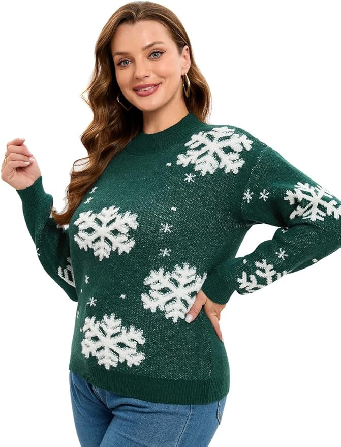 IFFEI Womens Ugly Christmas Sweater Novelty Print Crew Neck Sweater | Amazon (US)
