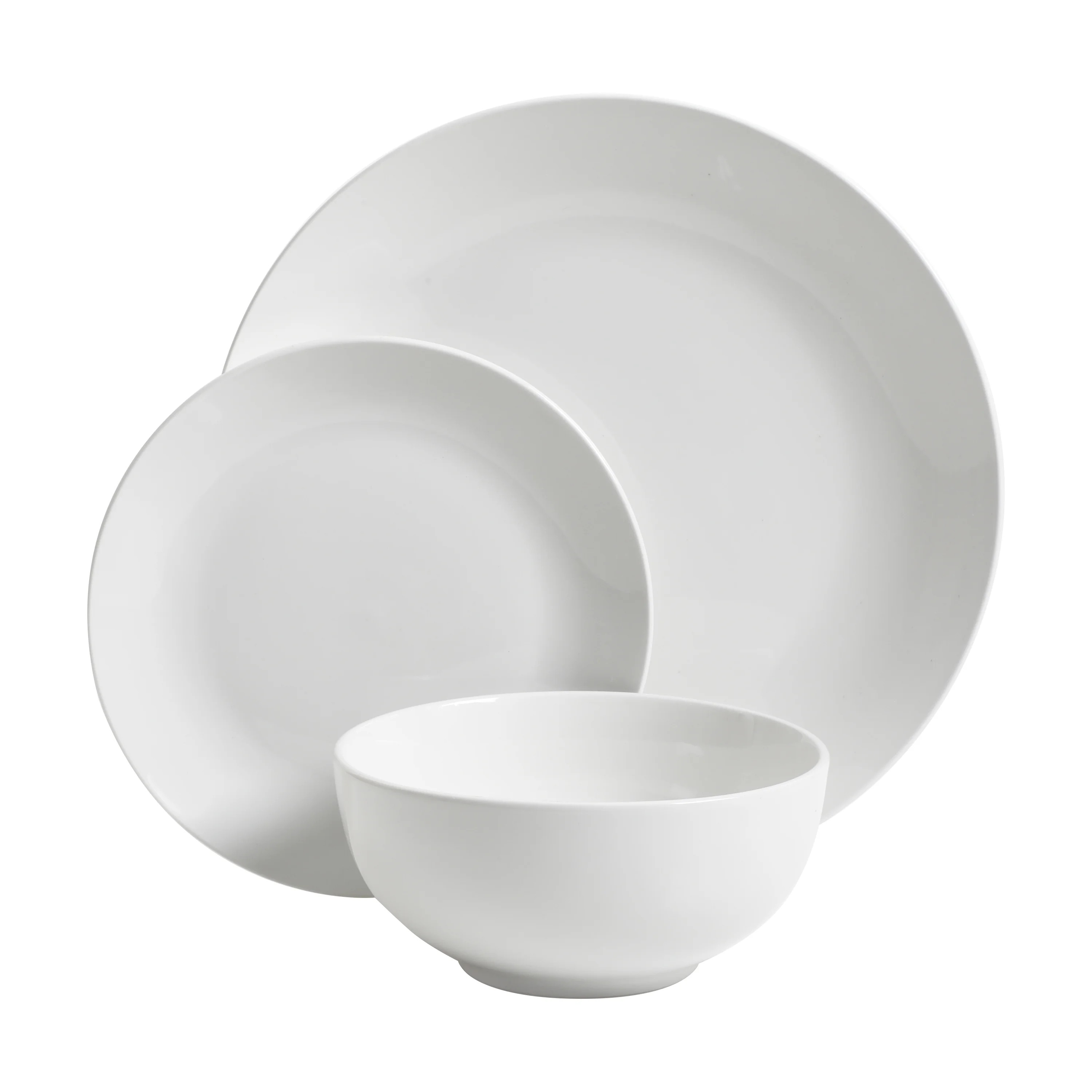 Gibson Everyday White Coupe 12-Piece Dinnerware Set - Walmart.com | Walmart (US)